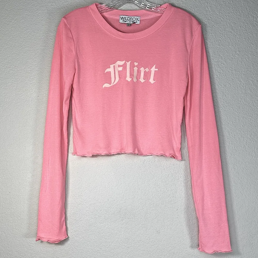 NWOT  REN Flirt Long Sleeve Crop Top Ruffled Hems Sz Large - Image 11