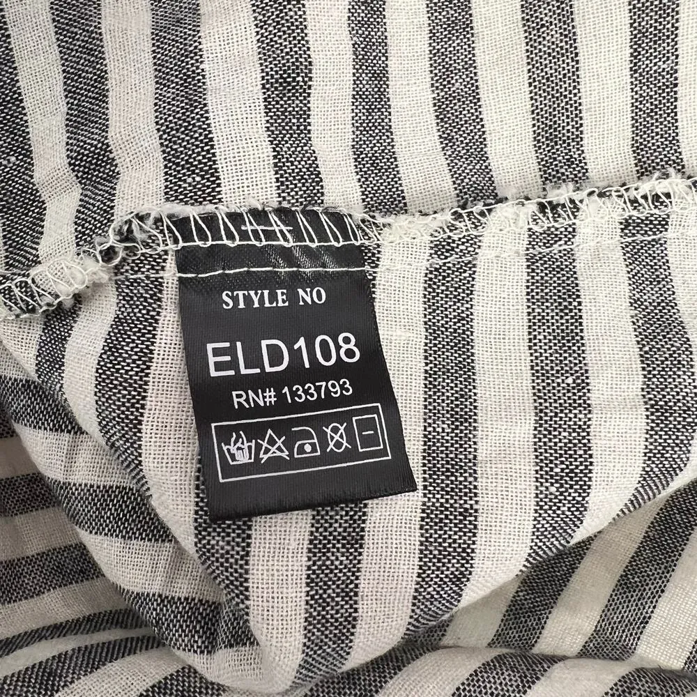 POL Babydoll Gray White Striped Ruffle Flowy Dress 3/4 SLeeves Size Small NWOT - Image 4