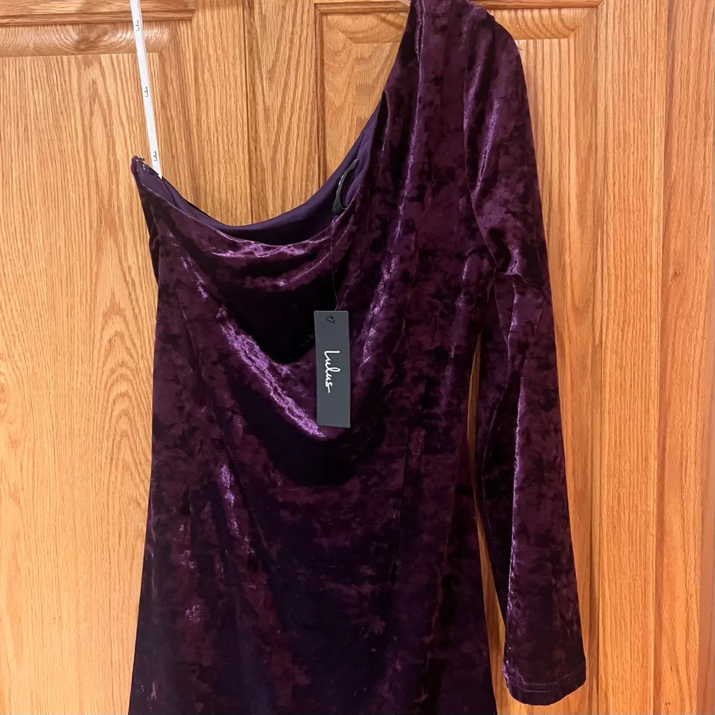 Lulus Muse Moment Crushed Velvet One-Shoulder Mini Dress Purple Size XL - Image 10