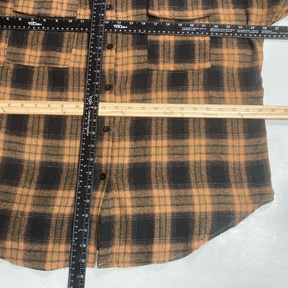 BLOOMING JELLY Women’s Plaid Shirt Size Medium OVERSIZED Brown Gold New With Tag - Image 5