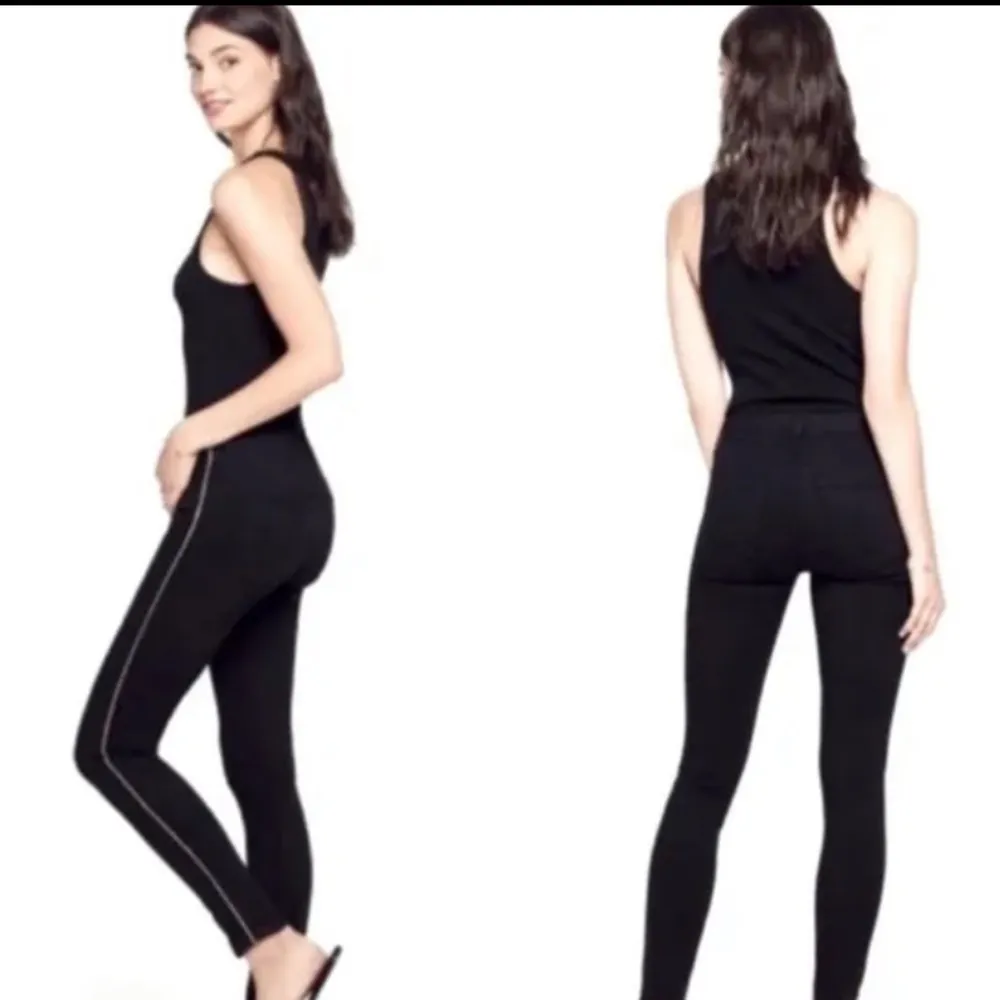 MOTHER DENIM HIGH WAISTED LOOKER NOT‎ GUILTY ONE LINER SKINNY JEAN BLACK SIZE 24 - Image 2