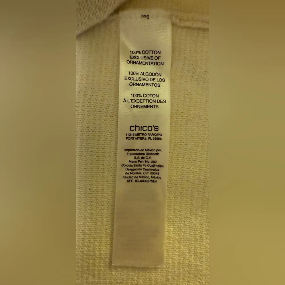 Chico’s Beaded Cotton Ivory Gold Cap Sleeve Paisley Jacket Cardigan Sweater - Image 9