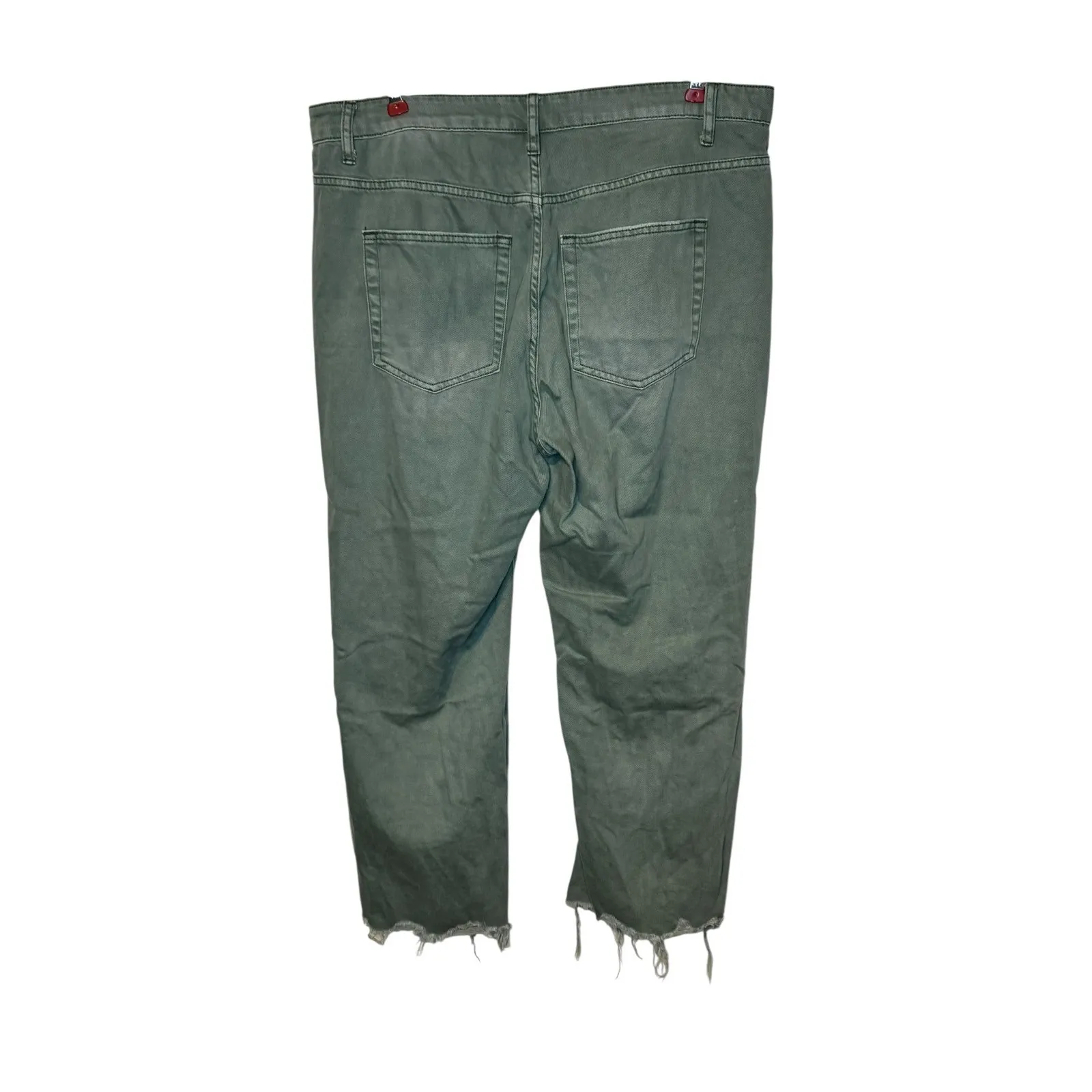 Vervet Women's Jeans V2738 Wide‎ Leg Distressed Cropped Mid-Rise Denim Green 32 - Image 5