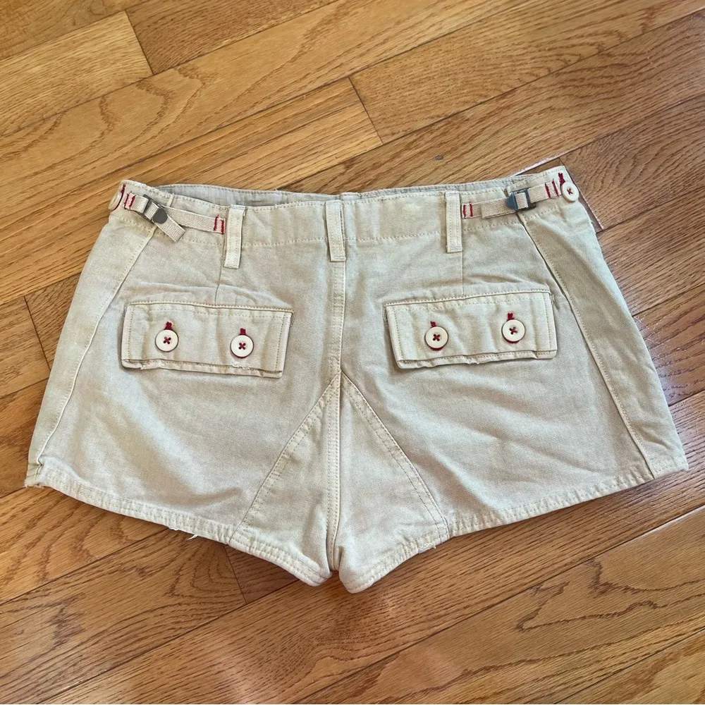 FREE PEOPLE All Yours Micro Mini Shorts Khaki Neutral Brown Utility Cargo Sz 8 - Image 7