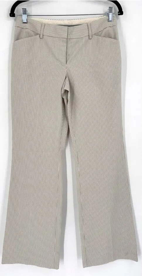 Express Editor Gray Striped Flare Wide Leg Trouser Pants Size 4 Career Corporate - Image 2