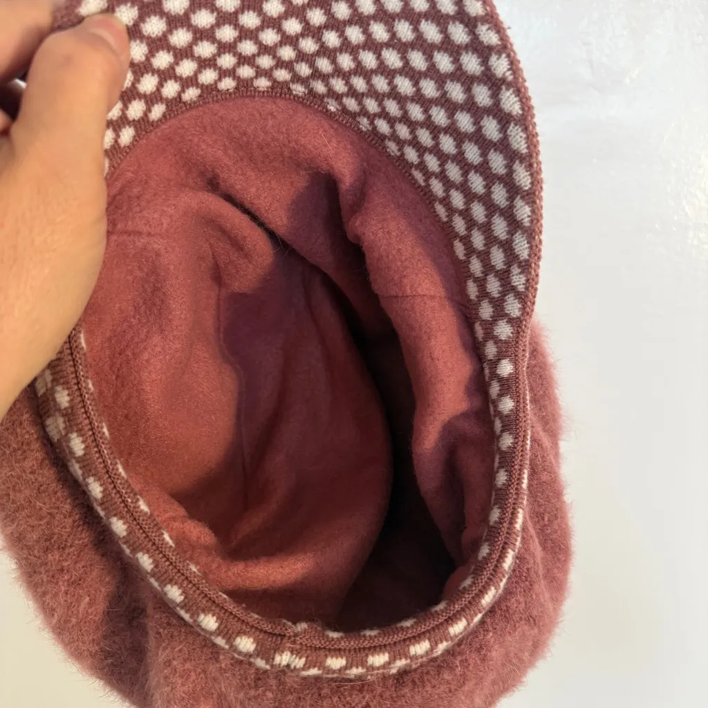 Stylish Women's Mauve Pink Wool Beret Pageboy Hat with Gold Accents - Image 6