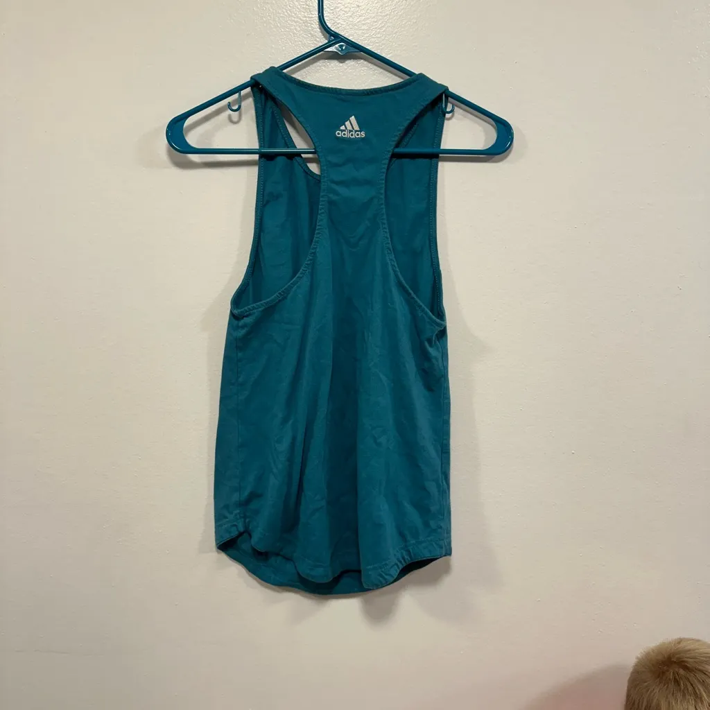 Adidas teal Tank Top with White Logo - Image 3