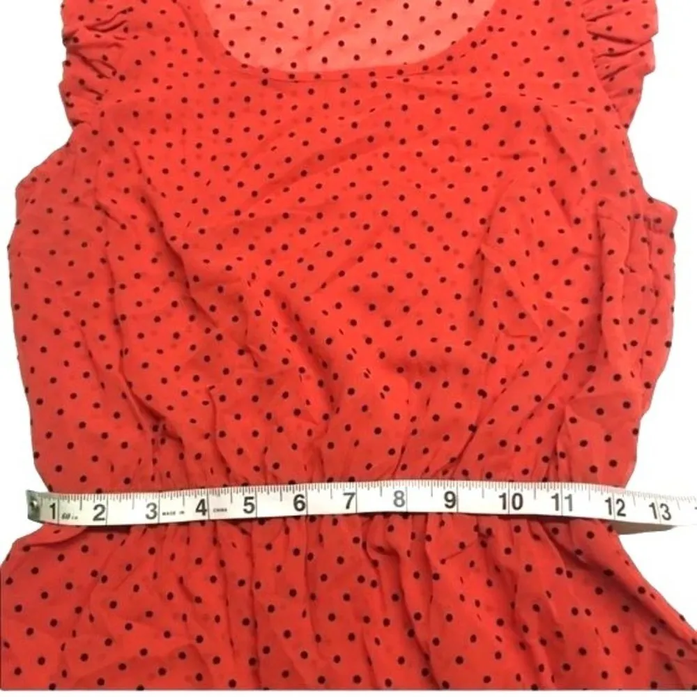 FOREVER21 Women's Top Red Peplum Sleeveless Blouse Ruffle polka dots S - Image 5
