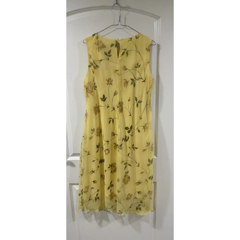 Women’s Floral Pastel Dress 18w Cottagecore Prairie Sleeveless Fairycore Maxi Yellow - Image 3