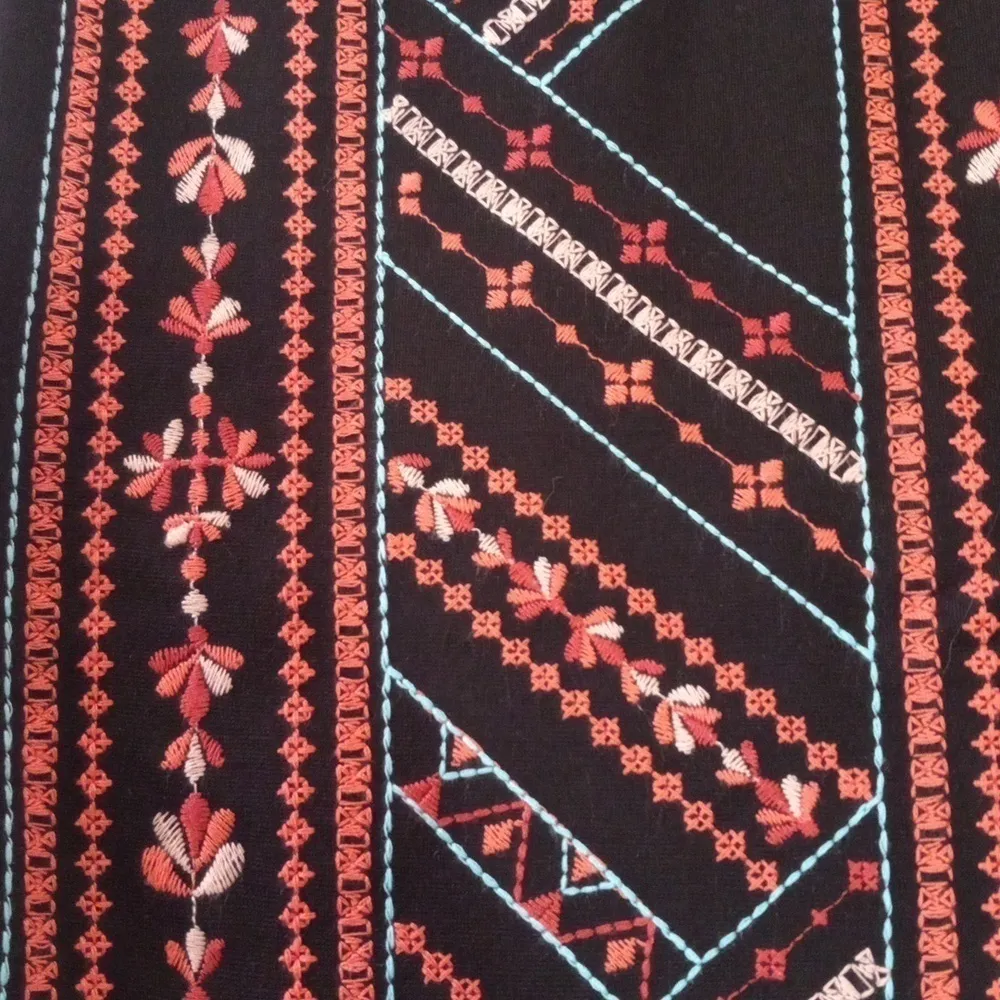 Torrid Black and Multicolored Embroidered Ponte Knit Stretch Pencil Skirt - Image 9