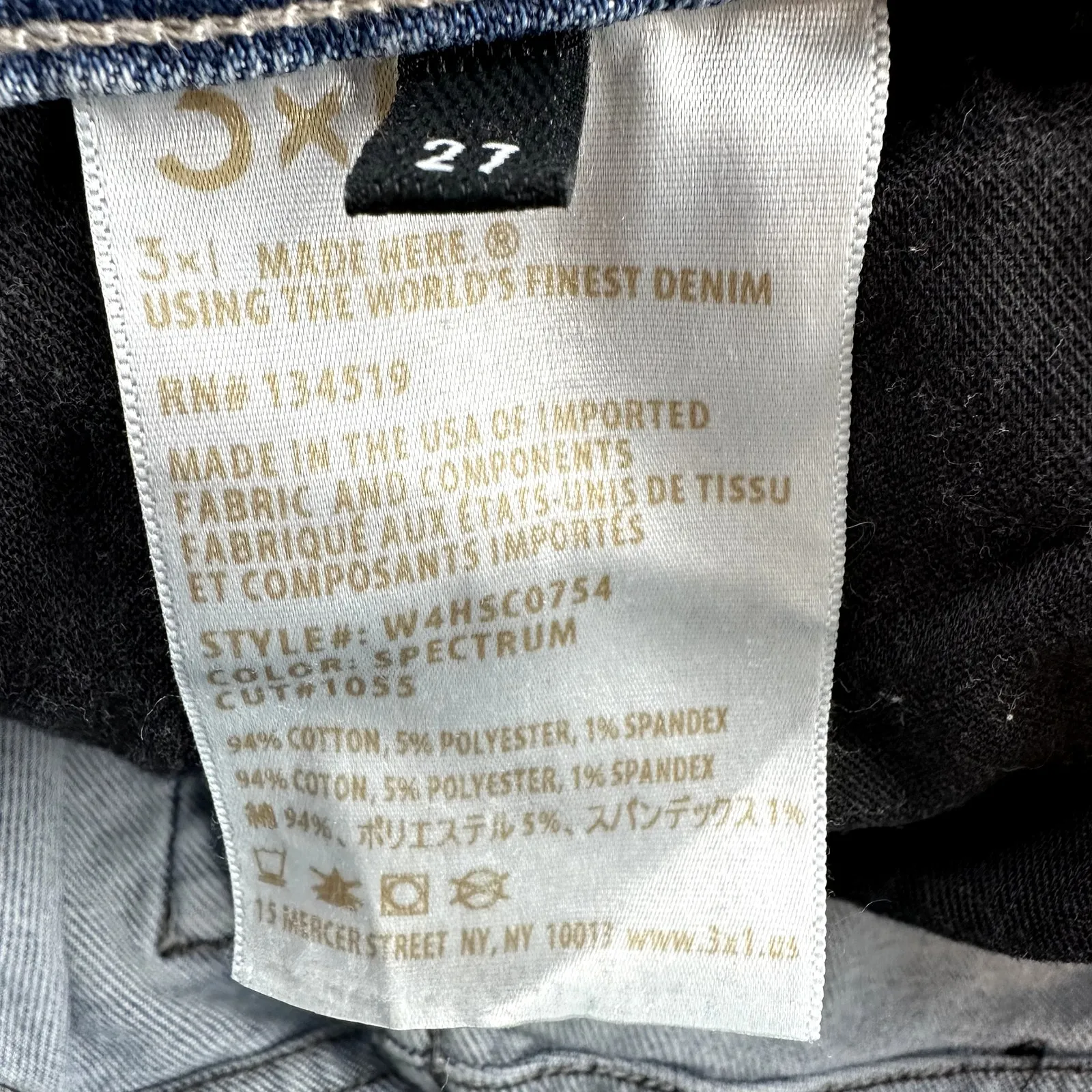 3x1 Shelter High Rise Cropped Jeans Ombre Straight Leg Raw Hem Denim Blue 27 - Image 4