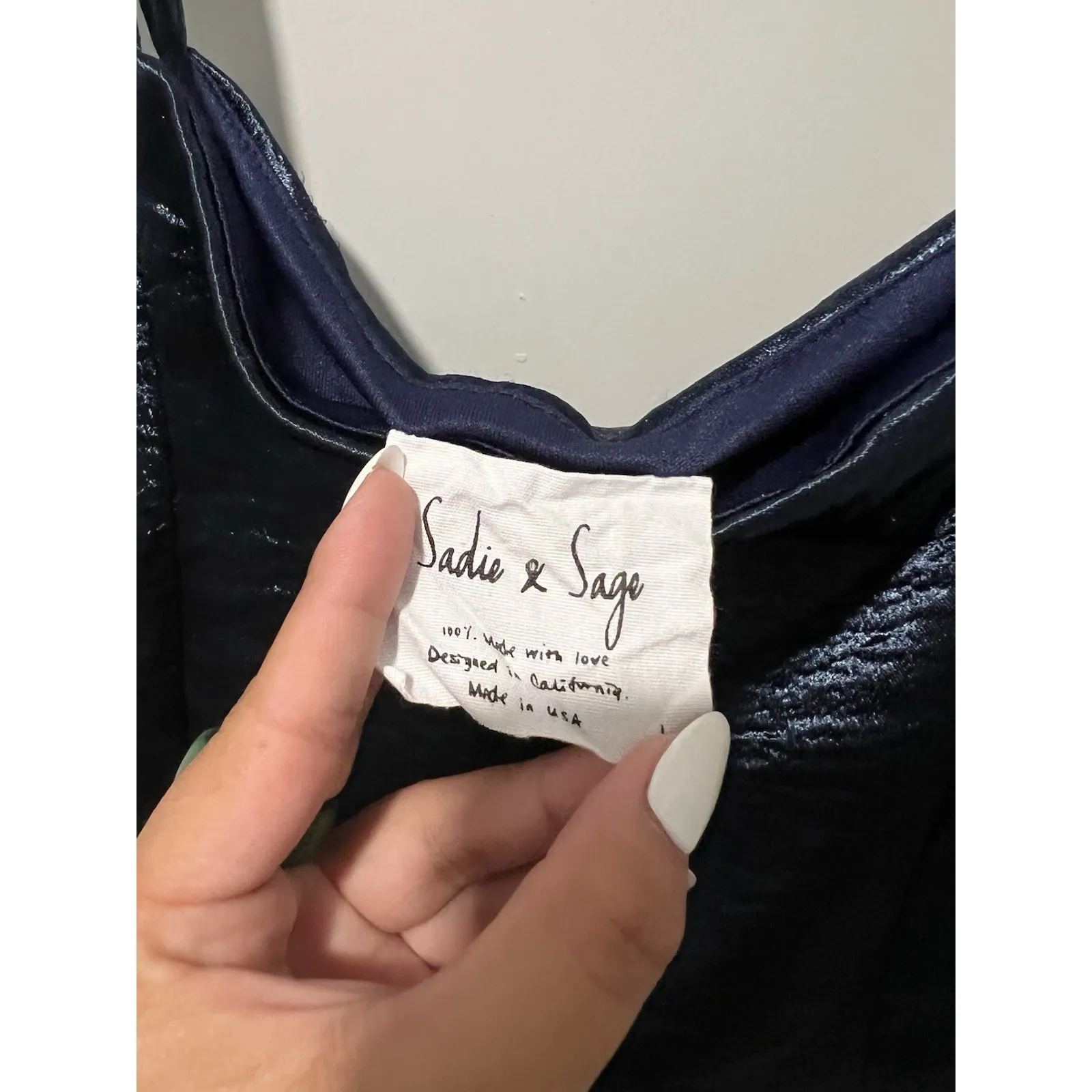 Sadie and Sage Dress Made In USA Navy Shine Size‎ Large Blue - Image 4