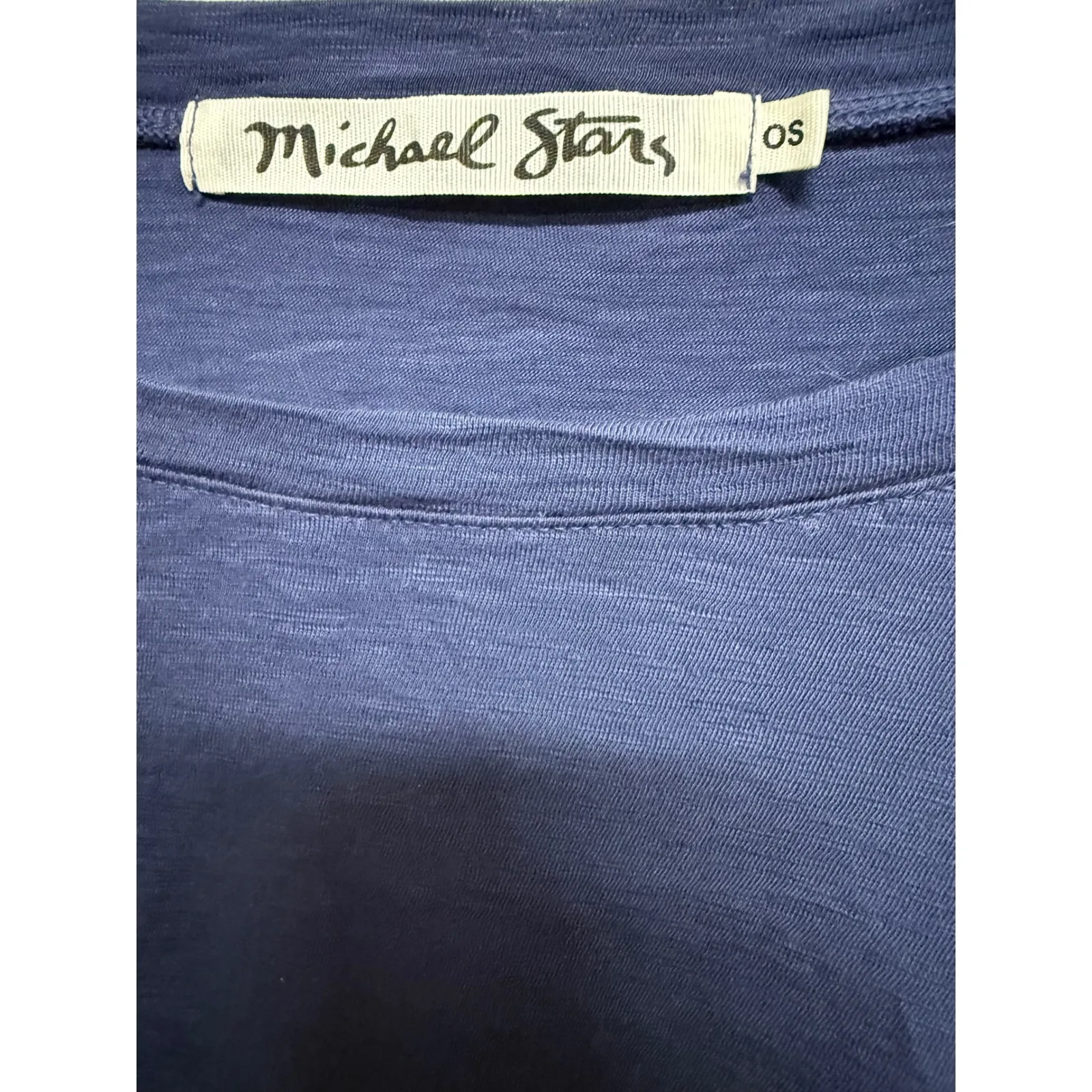 Michael Stars Blue Oversized Fit Supima Cotton TShirt One Size Flowy Slub Top - Image 6