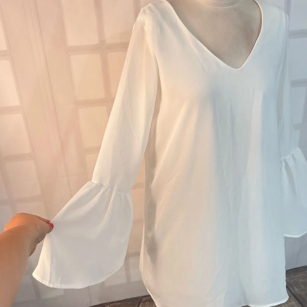 Lulu’s Far Wanderings Ivory Long Sleeve Shift Dress size small - Image 6