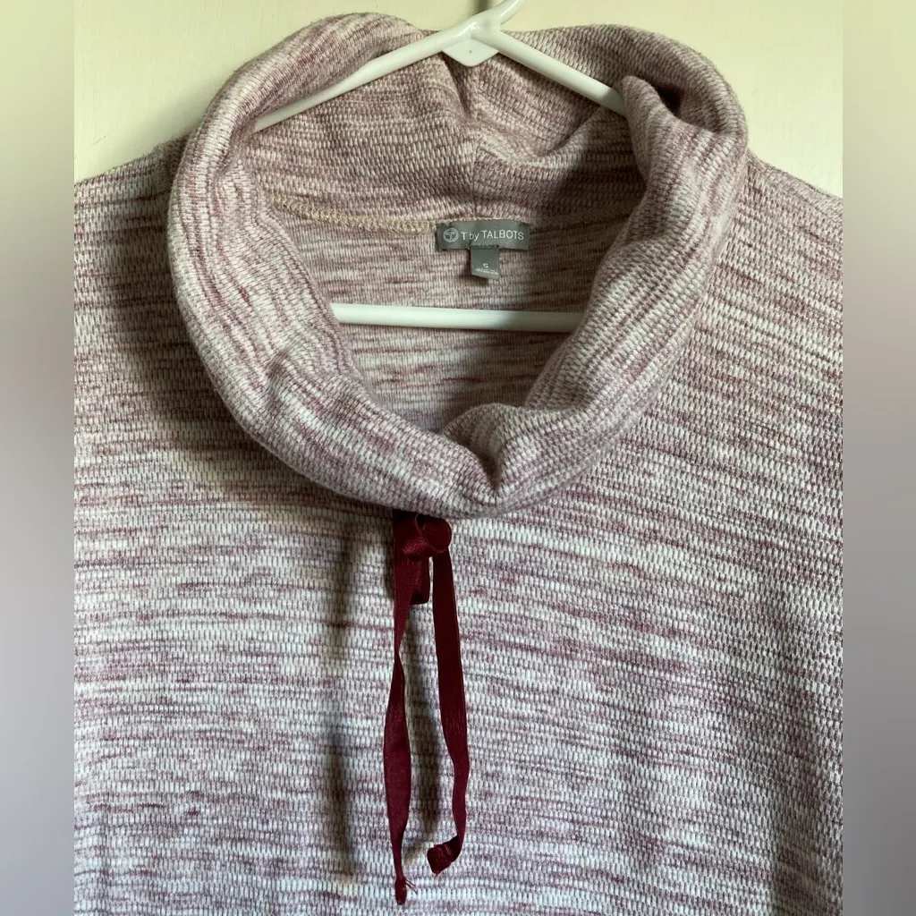 🌞T by Talbots Burgundy Red Heathered Cowl Neck Long Sleeve Thermal Shirt #R - Image 4