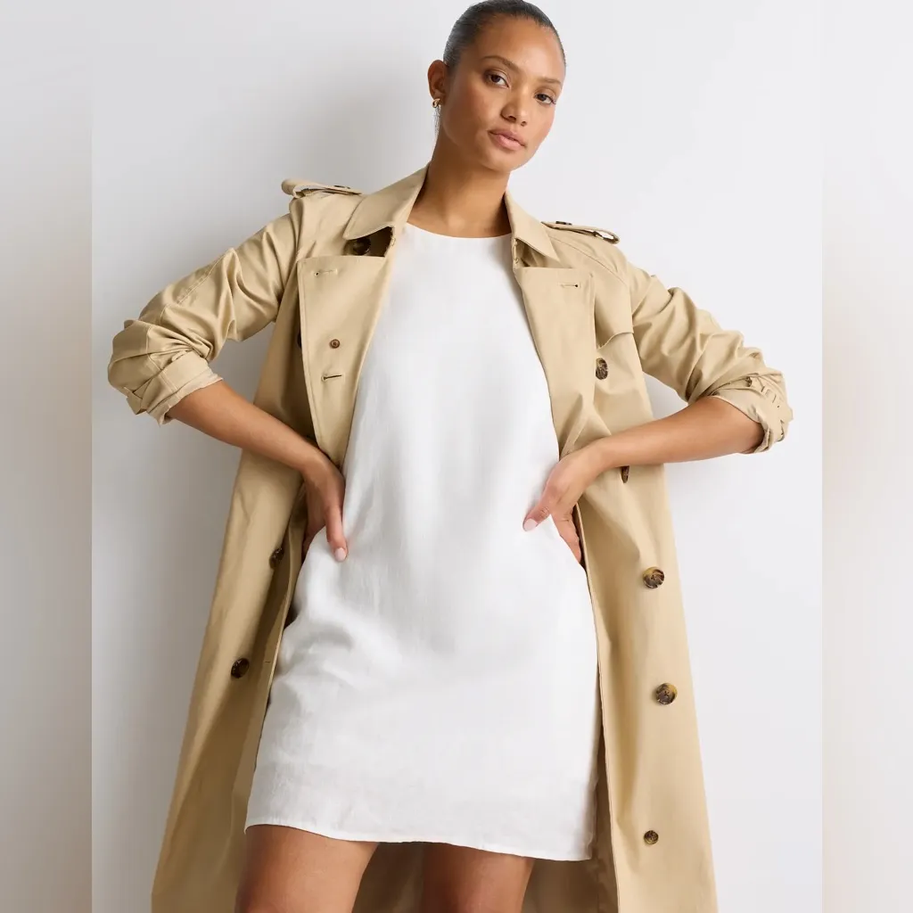 NWT Quince women's 100% european linen tank mini Dress Sleeveless White Sz XS - Image 5