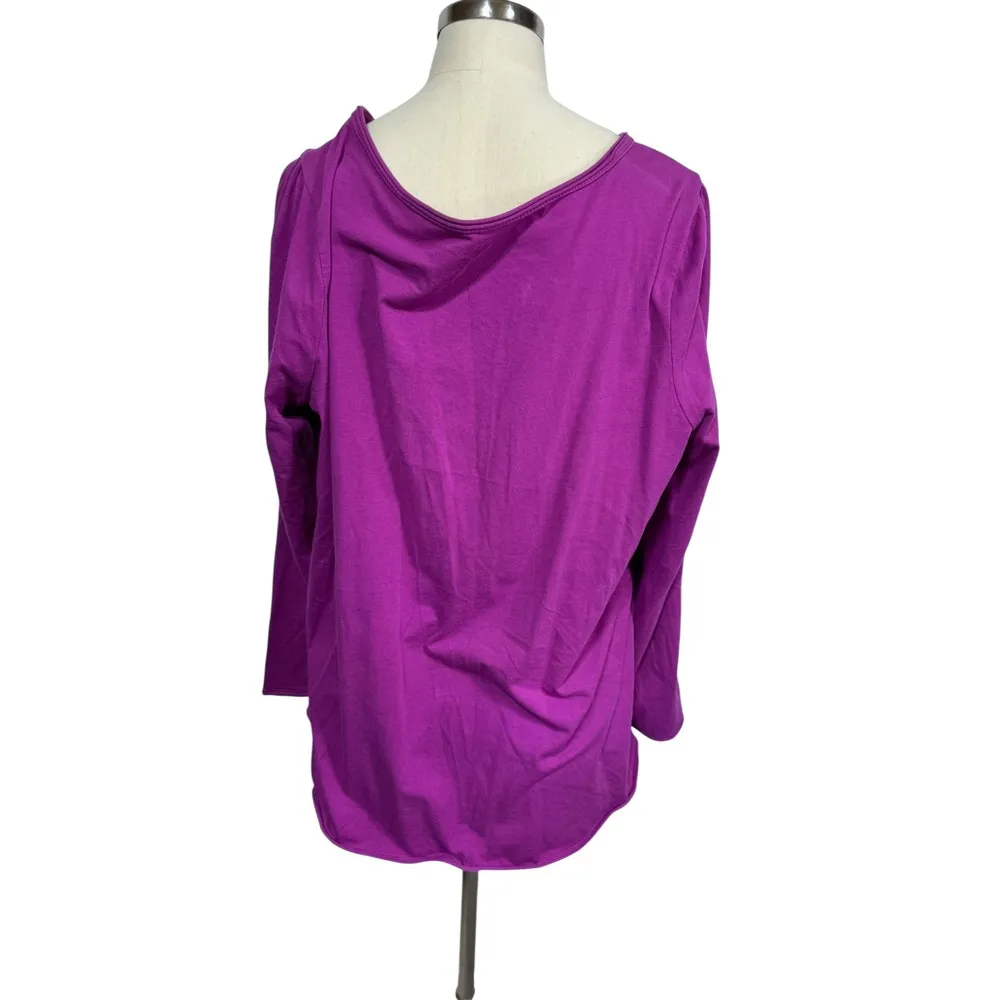 Lane Bryant Purple Ruffle Front V-Neck Blouse Long Sleeve Stretchy Women's 14/16 - Image 3
