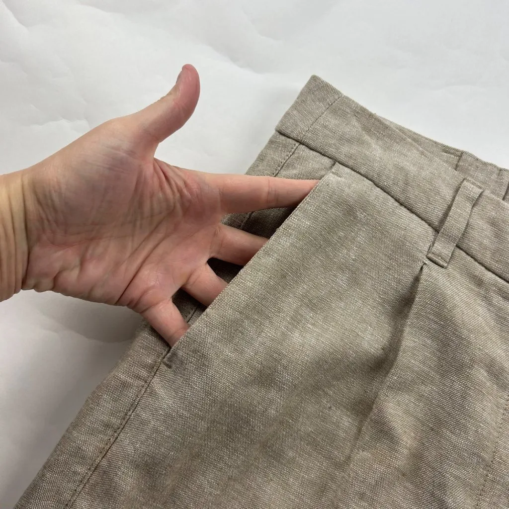 Old Navy Sliced Bread Linen Blend High Rise Wide Leg Trouser Pant M - Image 3