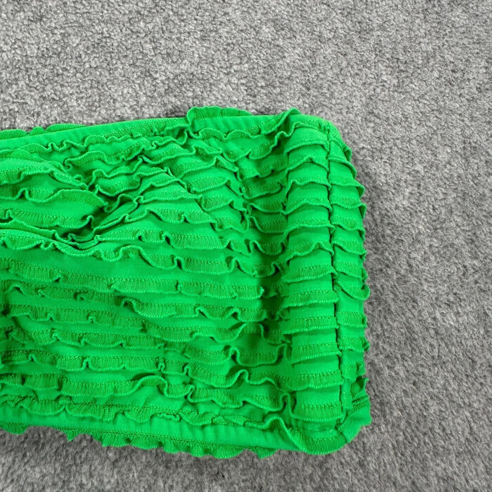 Ralph Lauren Green Ruffle Bandeau Bikini Top Women's Large Neck Tie Swimsuit - Image 2