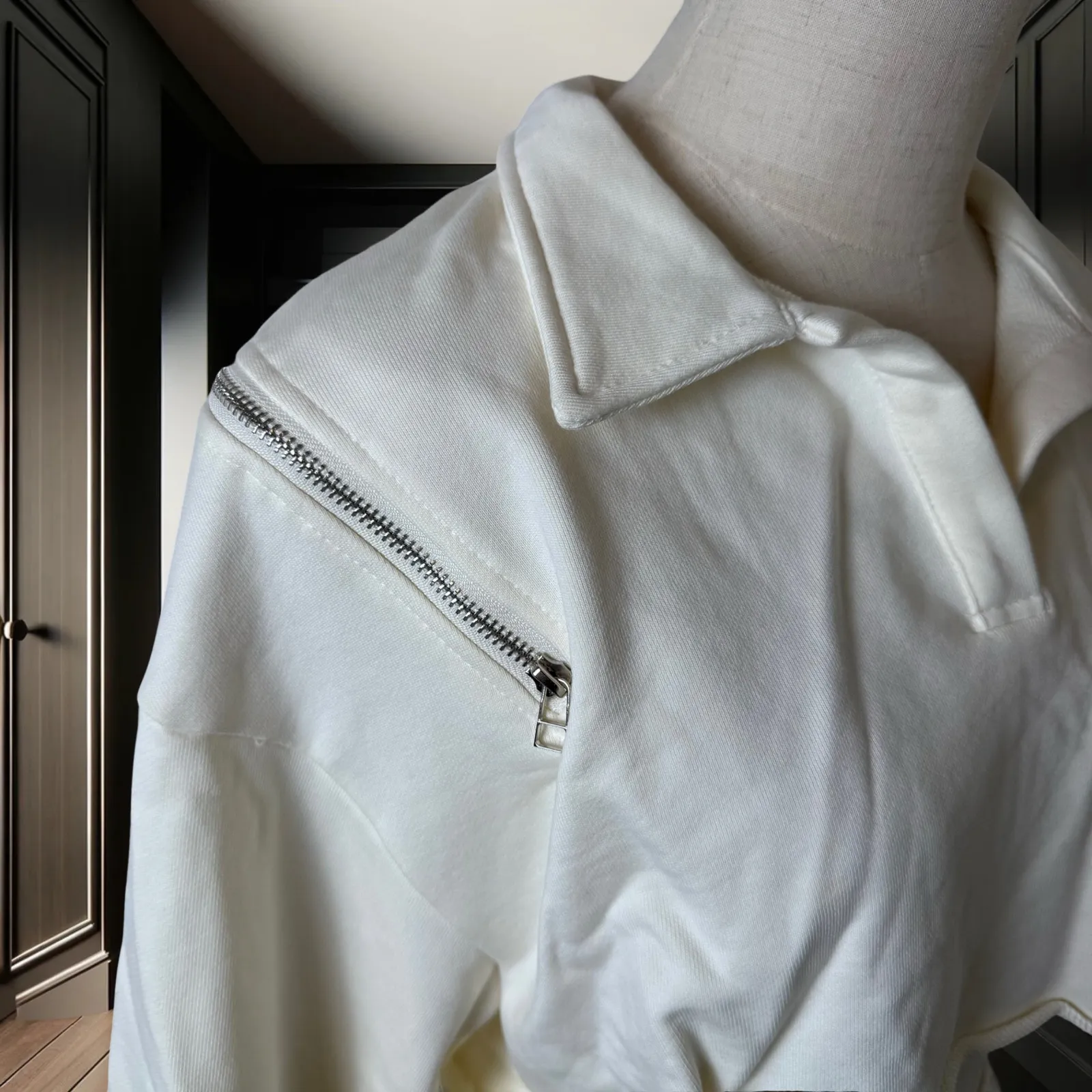 🤍 NOLA “Never Ordinary L’Ange” Bone White Zipper Sweatshirt & Pencil Skirt Set - Image 4