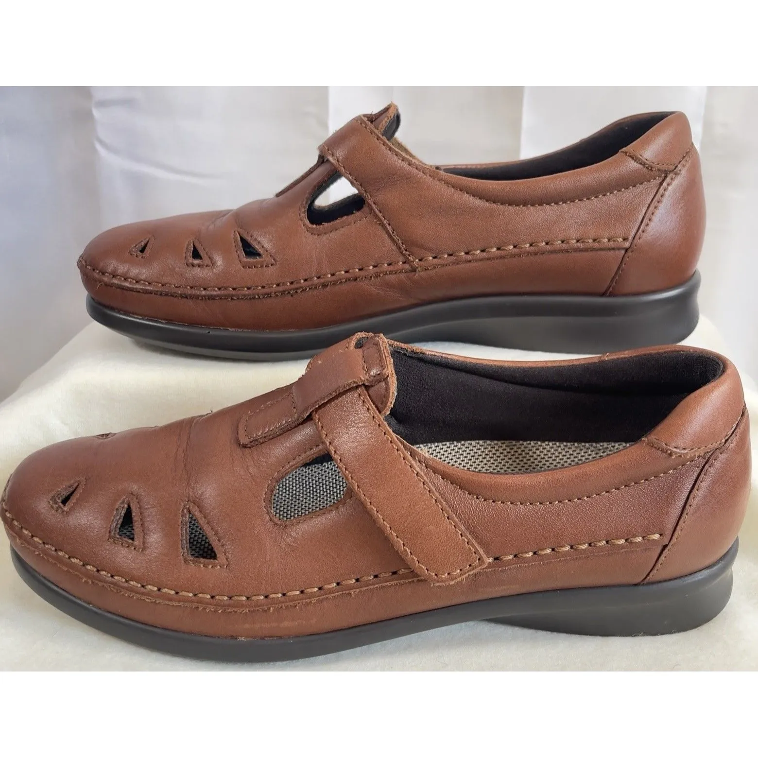 SAS Womens Tripad Roamer Shoes Chestnut Brown Leather Mary Jane Loafers Size 8.5 - Image 2