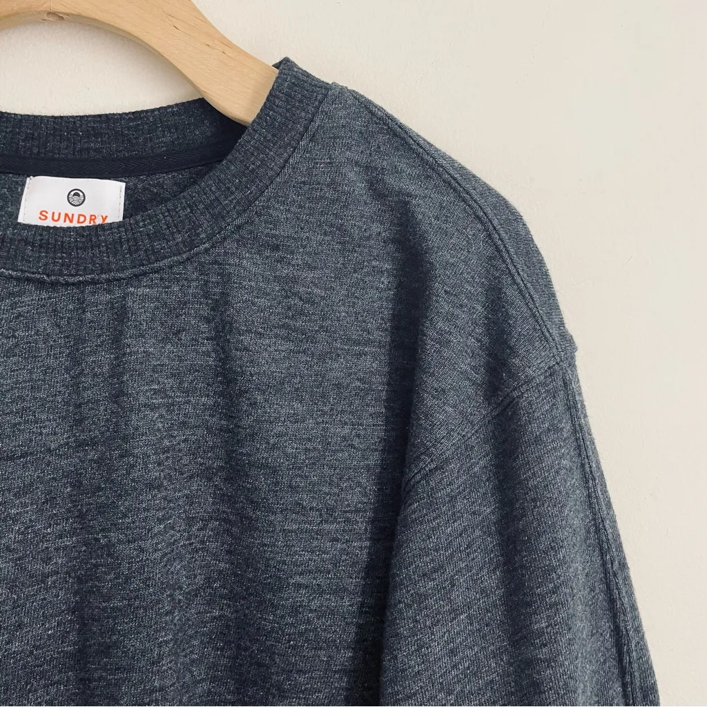 Sundry Crewneck Sweatshirt size 3 (L) Charcoal Grey Made in USA - Image 3