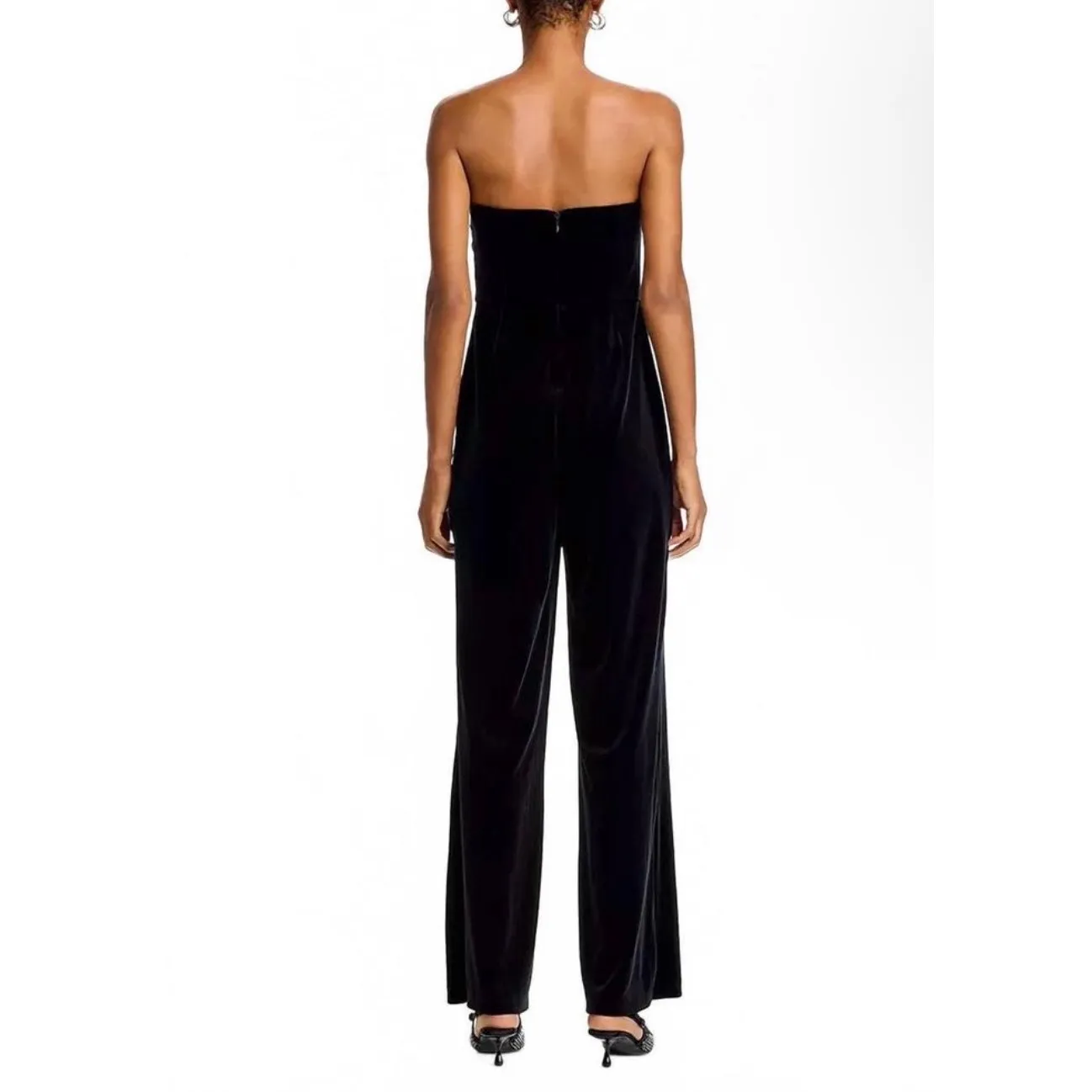NWT STEVE MADDEN swanilda velvet wide leg jumpsuit in black Sz Small $129 - Image 2
