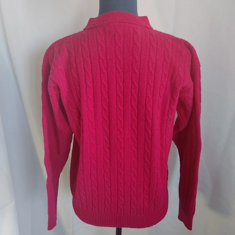 Charter Club Lambswool Viva Magenta Collar Cable Knit Sweater - Image 4