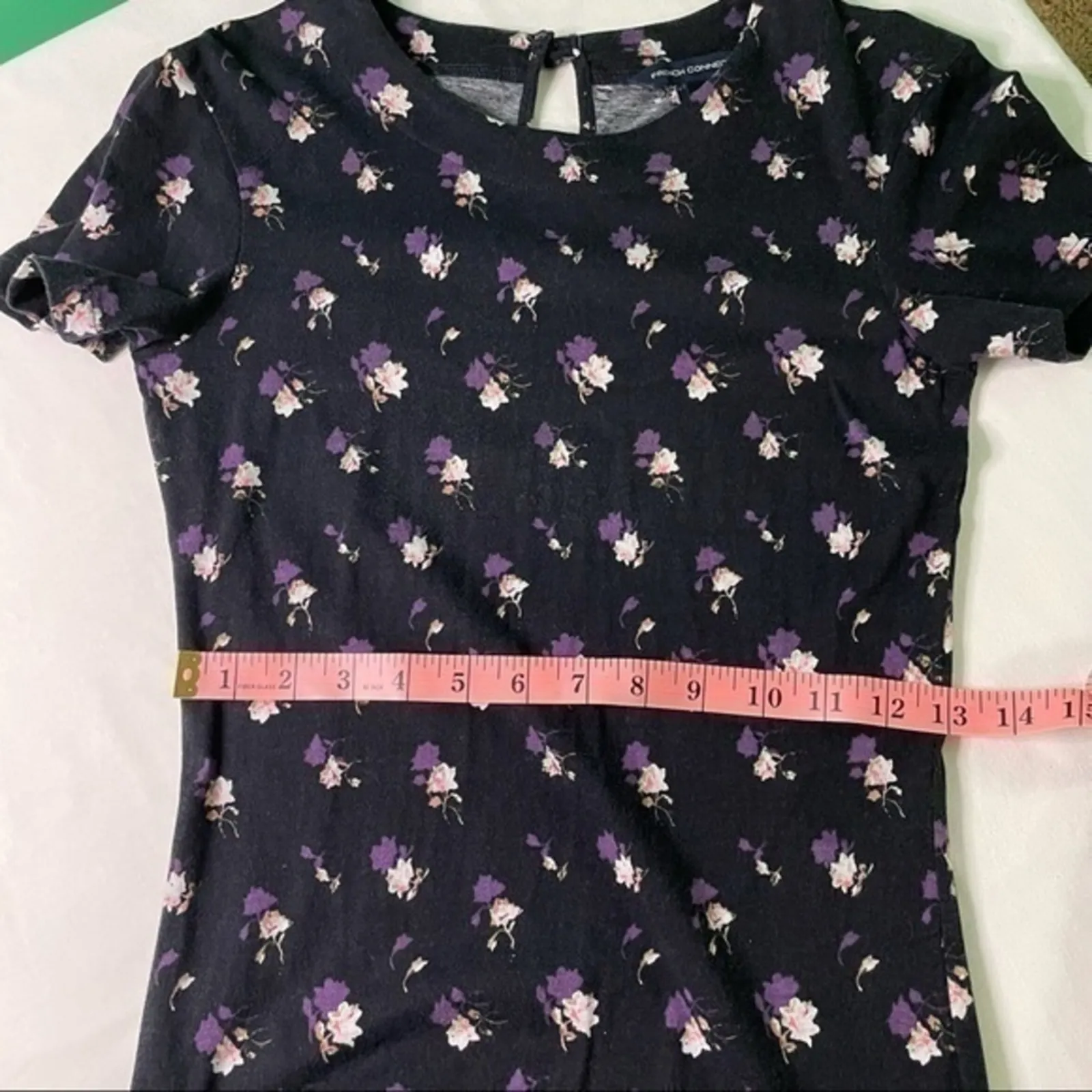 French Connection Floral Dress Short Sleeve rose flowers Bodycon mini Size 4 - Image 10