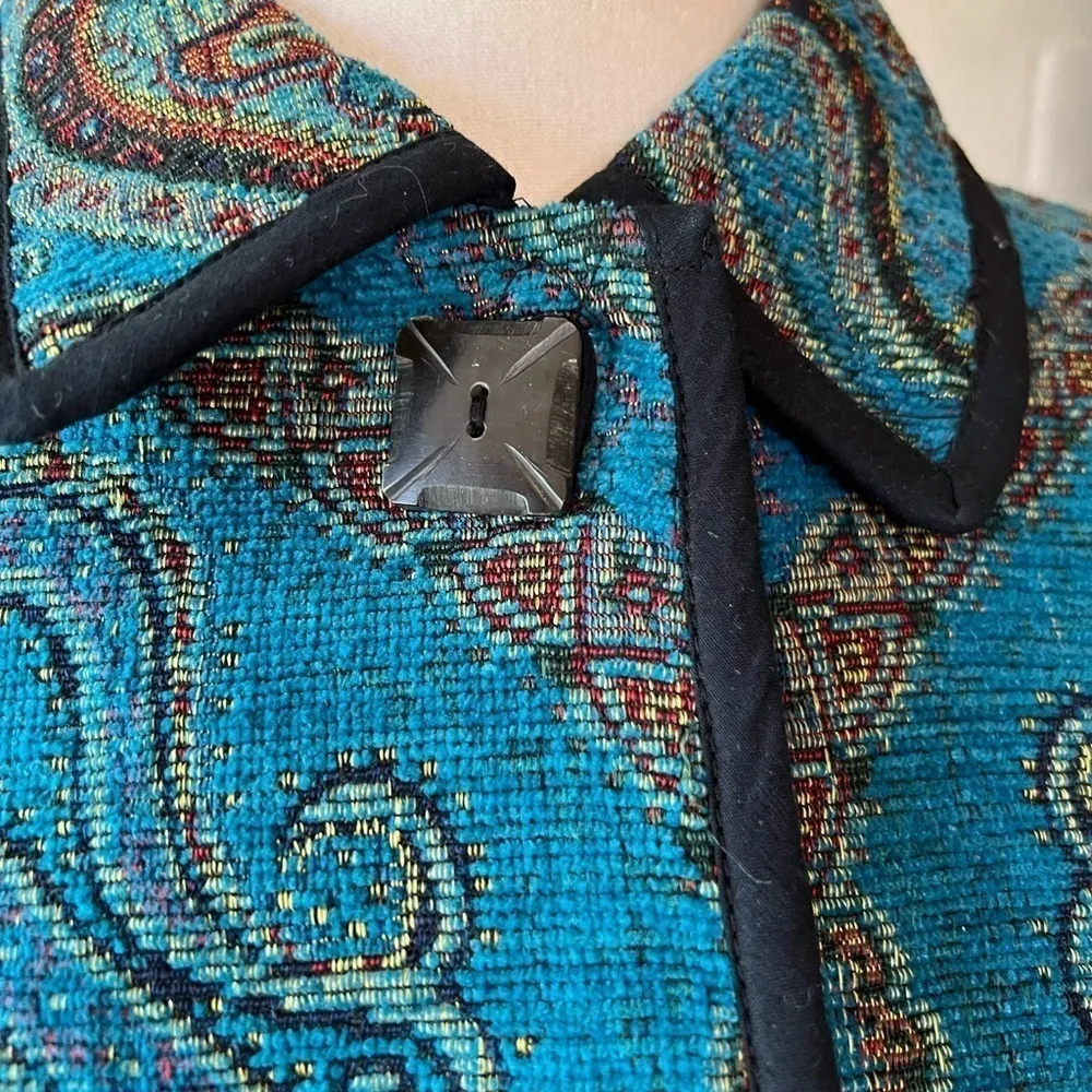 Vintage New Direction paisley brocade vintage 80s cotton blazer EUC Green - Image 5