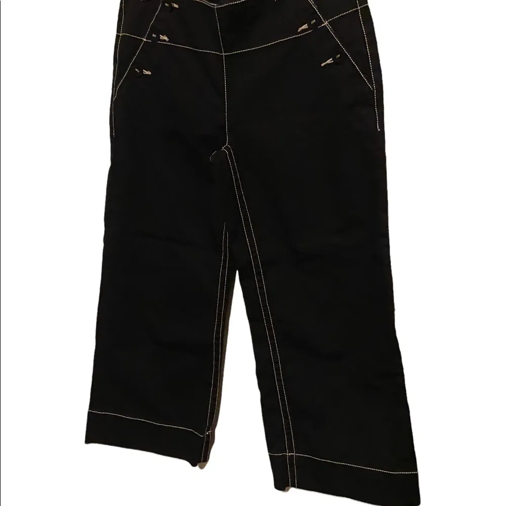 Free People black cropped wide leg 6 sailor front contrast stitch lace up back - Image 2