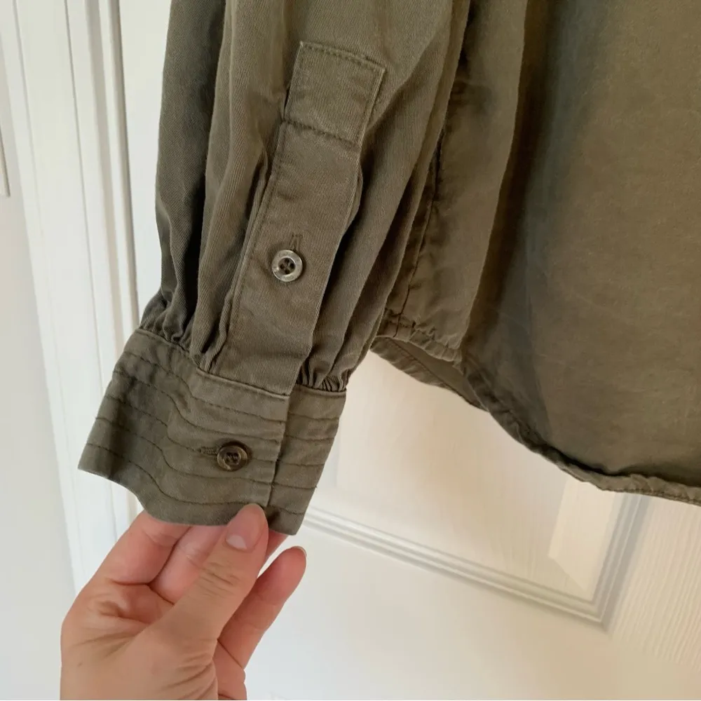 Calvin Klein Army Green Pop Over Blouse Size Large - Image 8