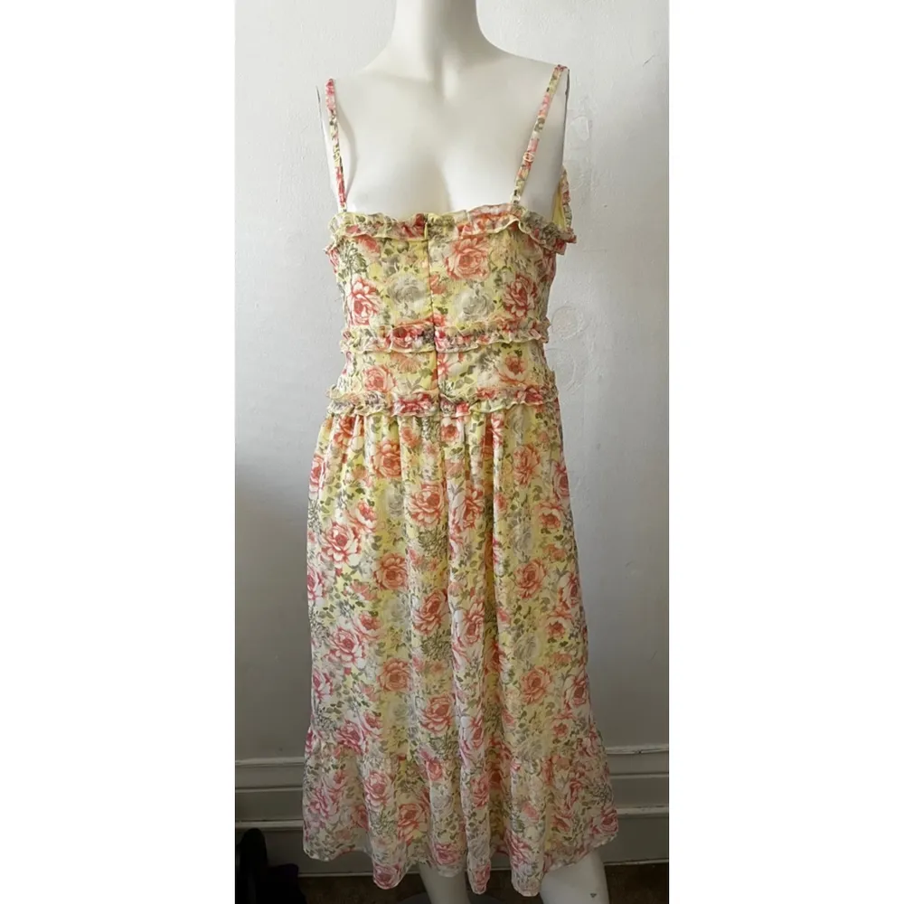 NWT No Boundaries Floral sleeveless strappy Vneck Mini Dress Yellow Red Size M - Image 2