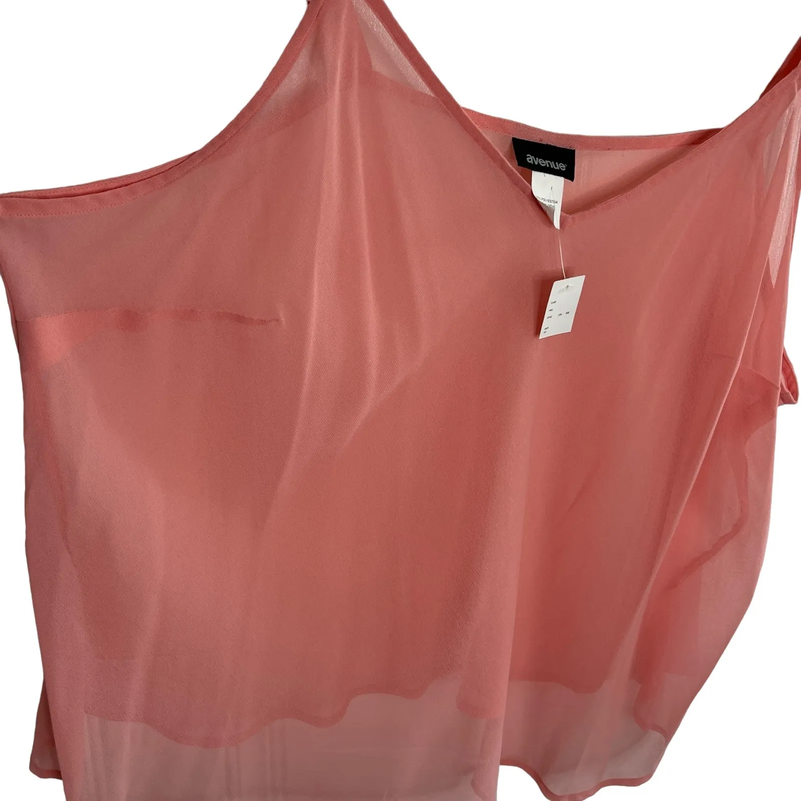 Avenue Blouse 30/32 Sheer Peach Thin Straps New - Image 3