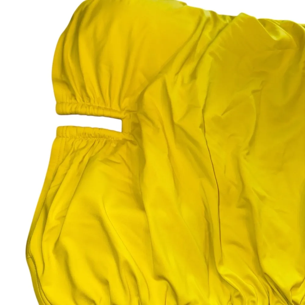 DKNY Bright Yellow Strapless One Piece Swimsuit - Image 3