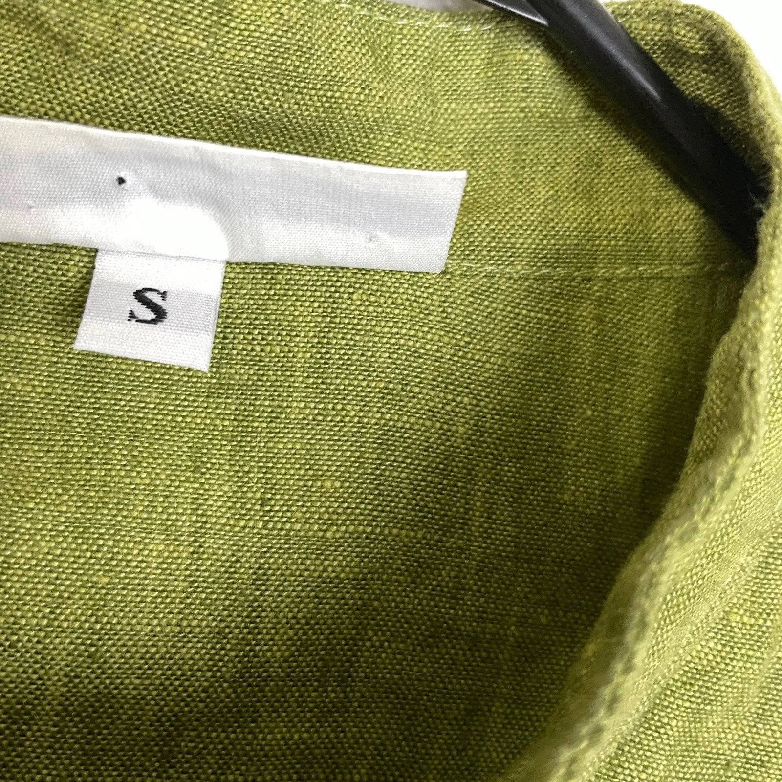 Bryn Walker Linen Top Womens Small Green Button Up Boxy Lagenlook Cropped USA - Image 11