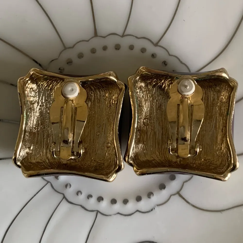 Vintage•New without tags ./.•rich burgundy|golden crossbar ClipOns Purple - Image 4