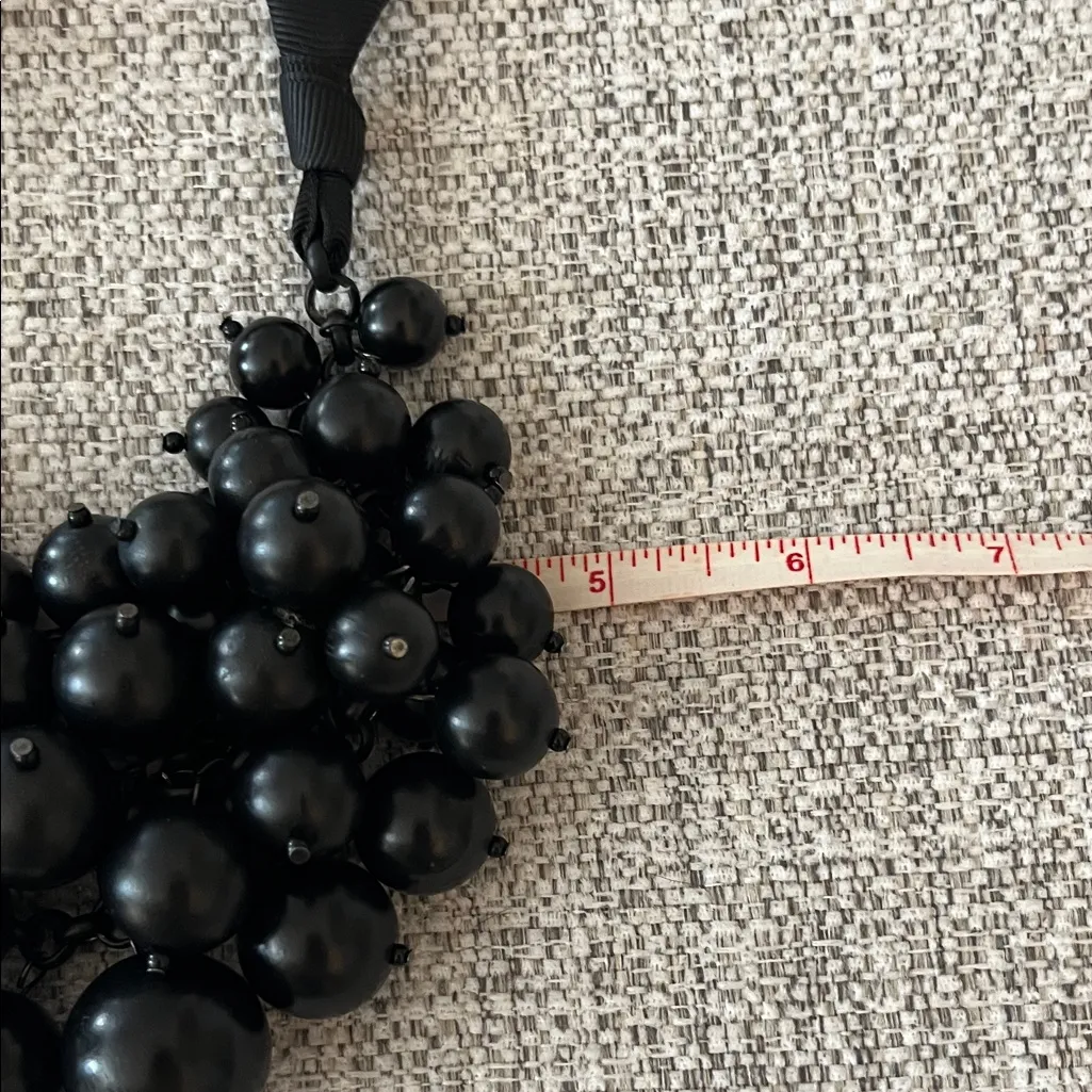 Black Beaded Chainmail Necklace with Adjustable Ribbon - Image 8