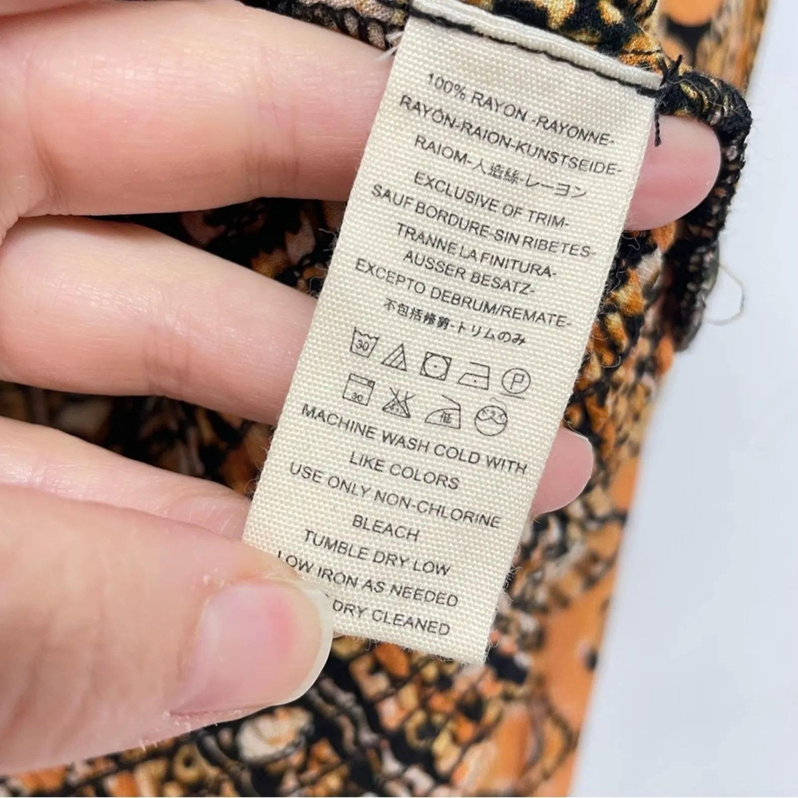 Free People Yellow & Black Printed Boho Long Sleeve Blouse Womens XS Cropped - Image 4