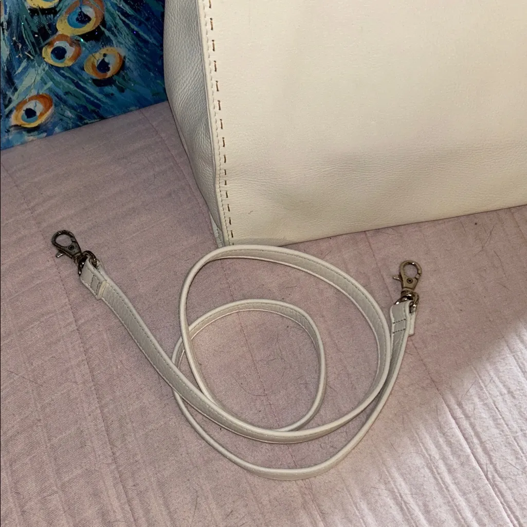 Fossil Cream Handbag with Bamboo Handle & Shoulder Strap - Image 2