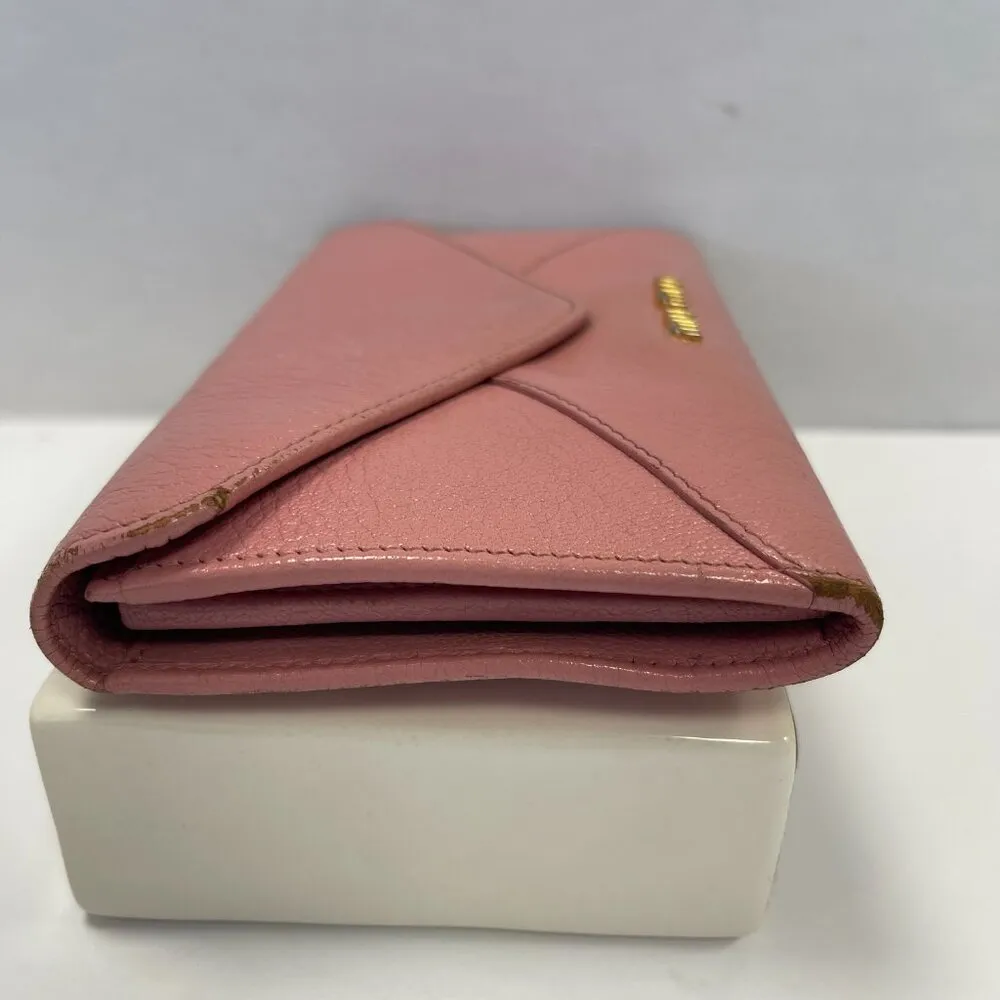 Miu Miu Pink Madras Leather Envelope-style Wallet Clutch - Preowned - Image 5