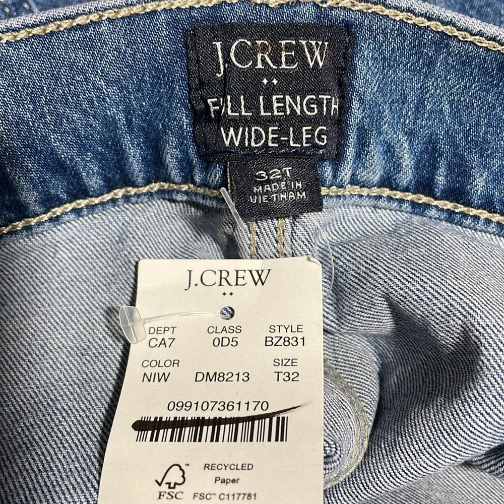 J Crew Factory Jeans Full Length Wide Leg All Day Stretch Blue 32 Tall NWT - Image 5
