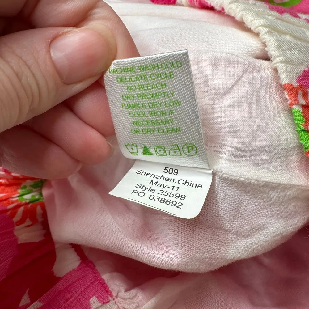 Lilly Pulitzer Womens Floral Mini Skirt‎ Sz XS Pockets Lined Cotton Pink White - Image 7