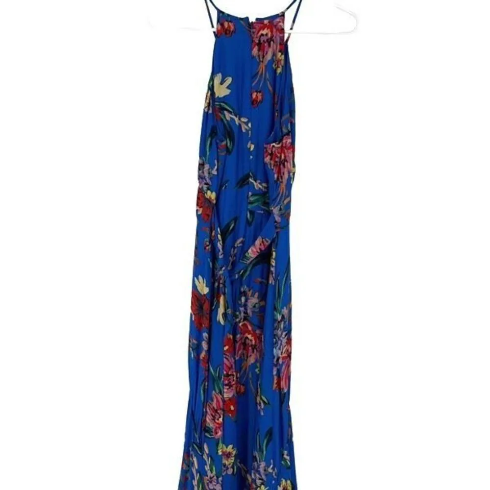 Parker Womens Maxi Hi Low Davina Dress Floral Lined‎ Halter Neck Blue Size 2 - Image 5