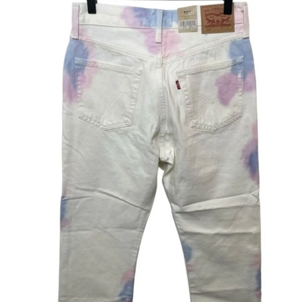 NEW Levi’s 501 Jeans High Rise Straight Leg White Tie-Dye Button Fly Womens 29 - Image 10