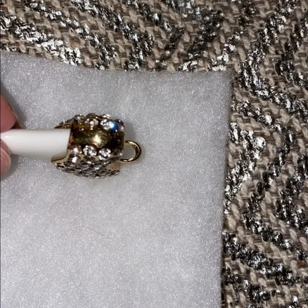 Artisan “Tooth” Embellished Stone Large Whote Silver CZ Zirconia Pendant - Image 5