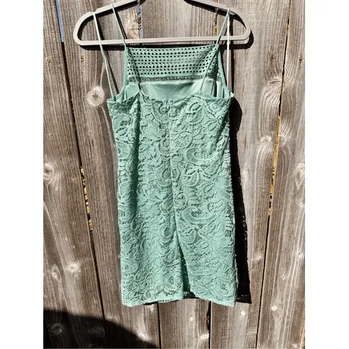 Topshop Lace Sheath Dress Aqua Blue Spaghetti Strap Square Neck Party Size S - Image 8