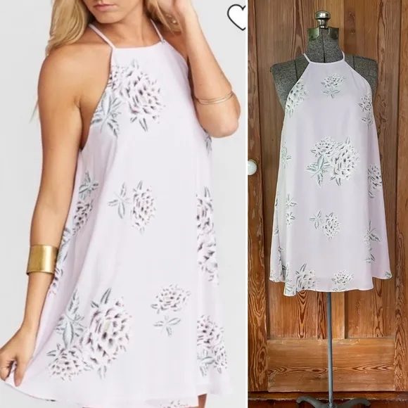 Show Me Your MuMu Gomez Lilac Floral Halter A Line  Mini Dress - Size XS - Image 2