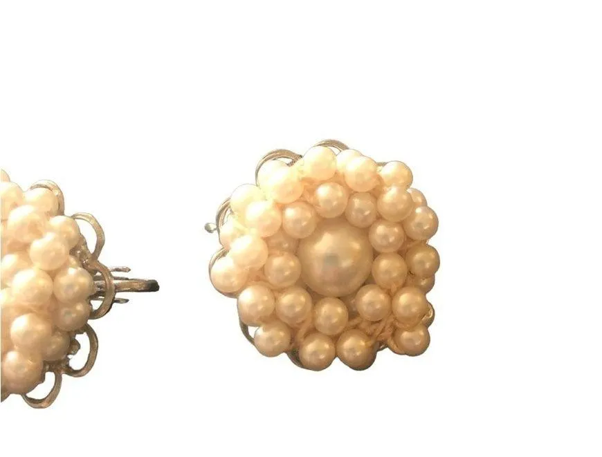 Vintage 4 Pair Clip On Earrings/Screw On Faux Pearl CZ Rhinestone Summer Fashion - Image 8