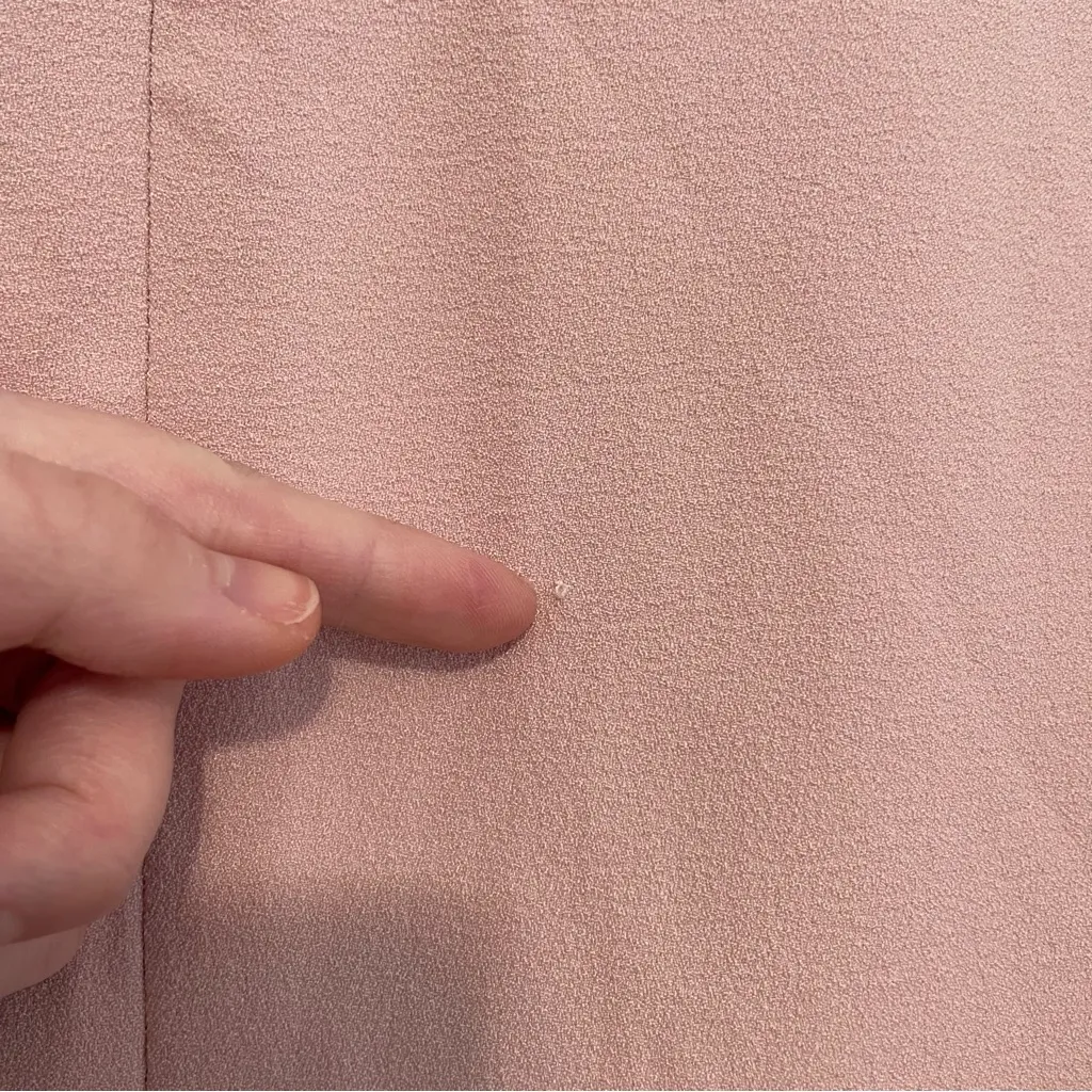 VINCE CAMUTO Mesh Dot Sleeve Knee Length Shift Dress Bow Neck Blush Pink Party - Image 16